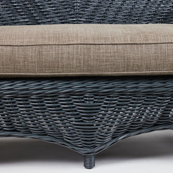 Vintage Wicker Settee with New Blue/Grey Painted Finish