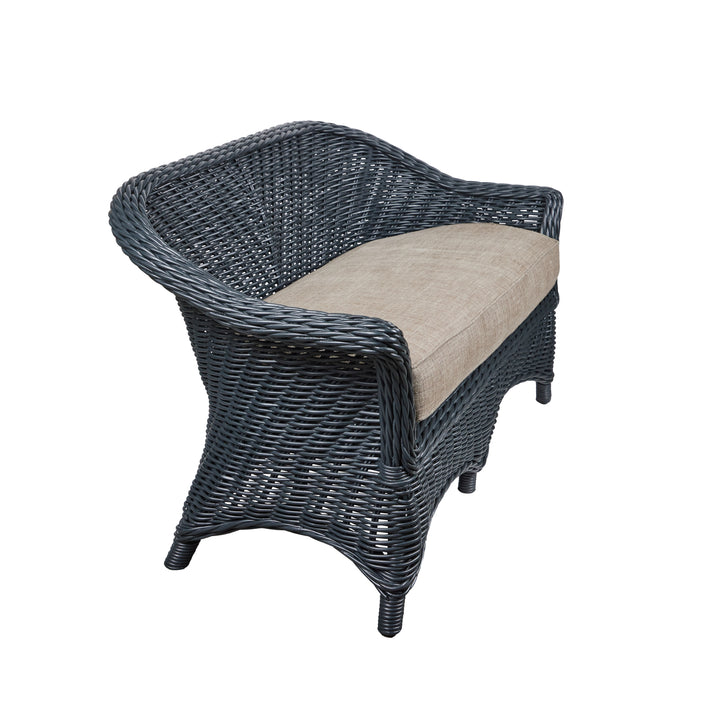 Vintage Wicker Settee with New Blue/Grey Painted Finish