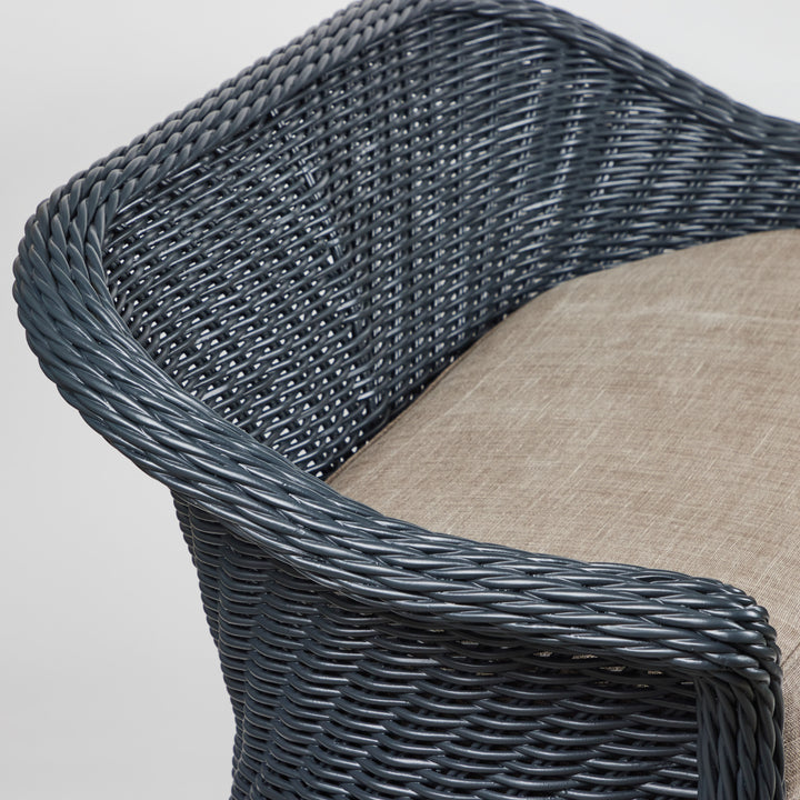 Vintage Wicker Settee with New Blue/Grey Painted Finish