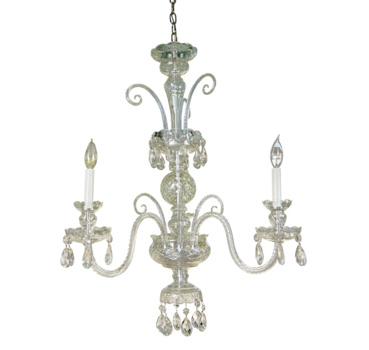 C. 1920 Czechoslovakian Crystal 3-Arm Chandelier