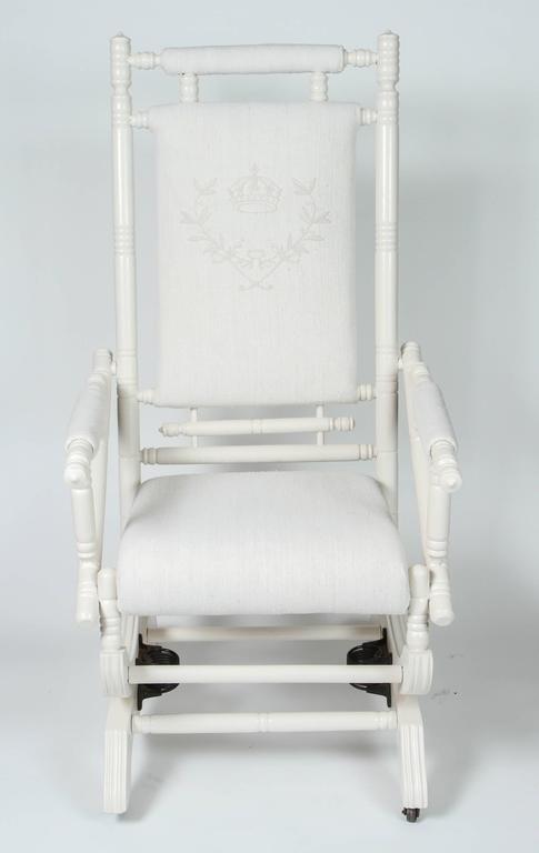 Antique Spring Rocking Chair, Newly Painted + Upholstered