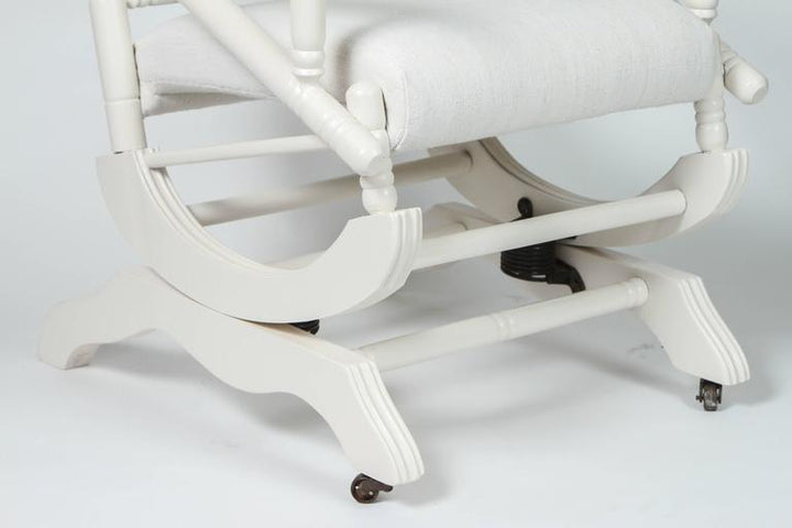 Antique Spring Rocking Chair, Newly Painted + Upholstered