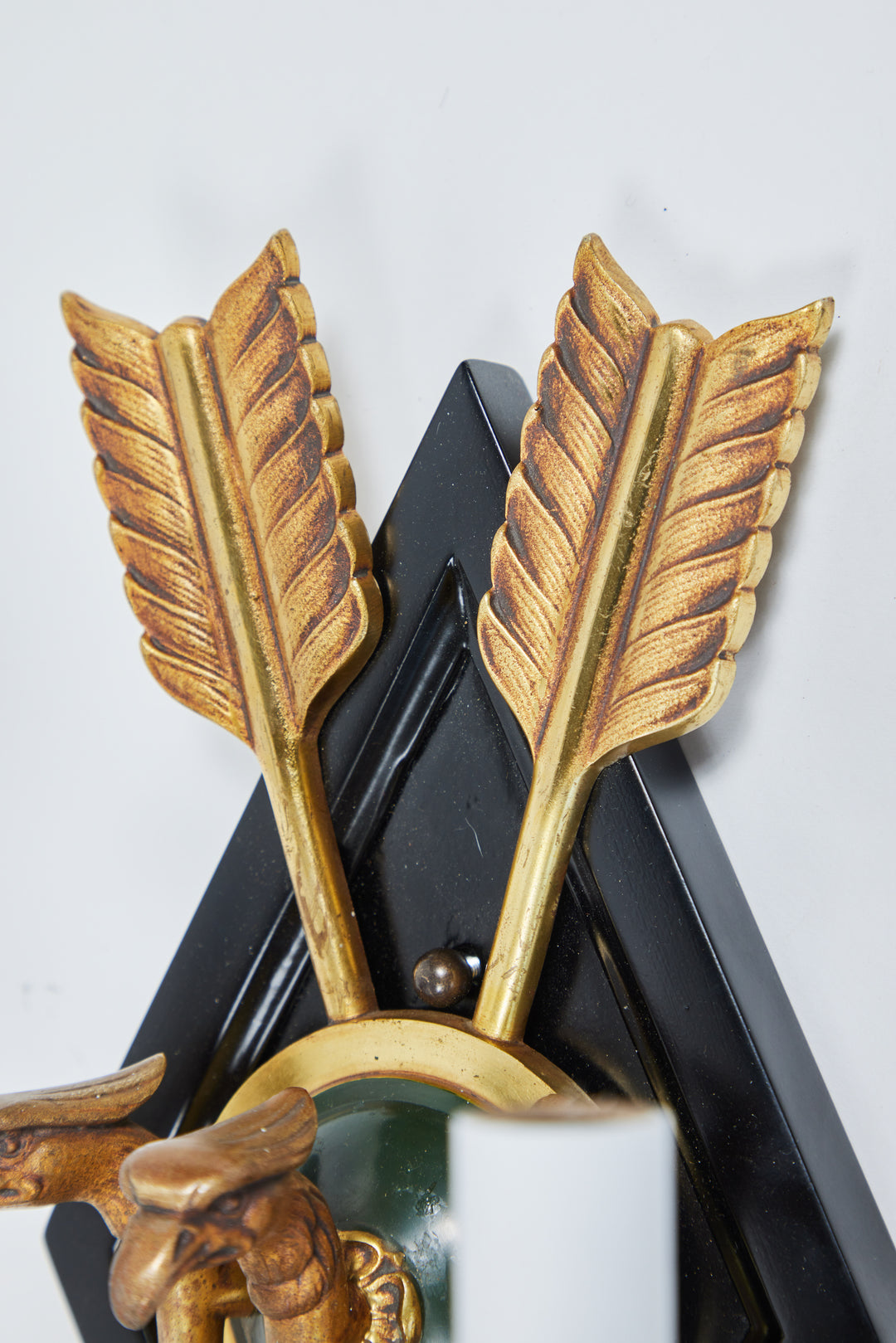 Vintage 3 Arm Sconce with Brass Arrow and Eagle Design