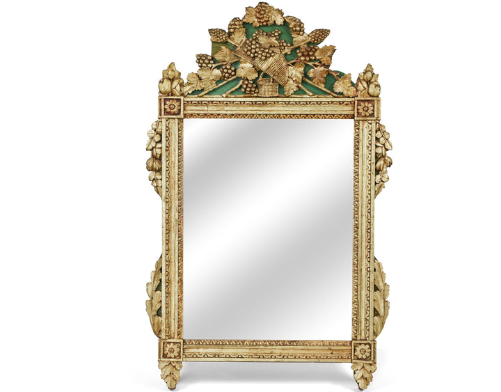 Antique Hand-Carved Wood Mirror, Original Gold Finish