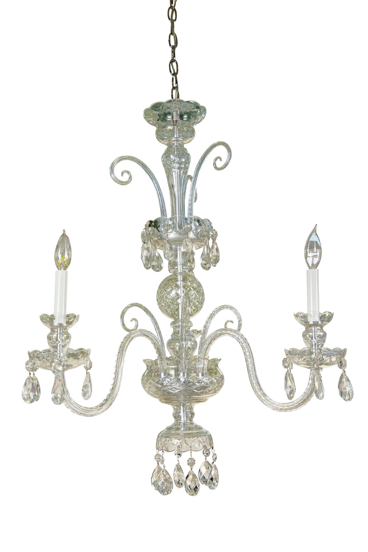 C. 1920 Czechoslovakian Crystal 3-Arm Chandelier