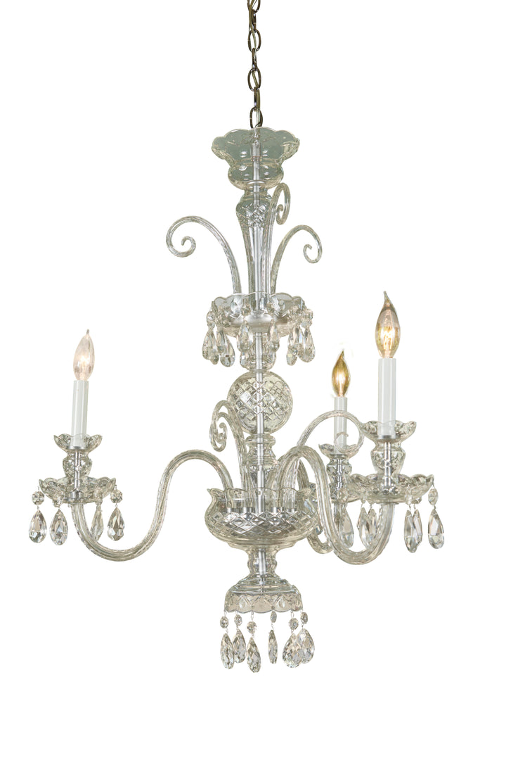C. 1920 Czechoslovakian Crystal 3-Arm Chandelier