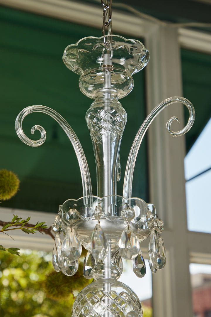 C. 1920 Czechoslovakian Crystal 3-Arm Chandelier