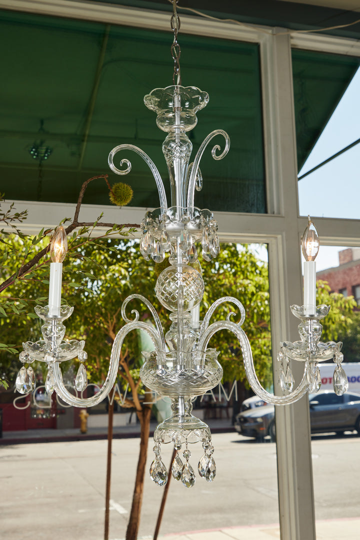 C. 1920 Czechoslovakian Crystal 3-Arm Chandelier