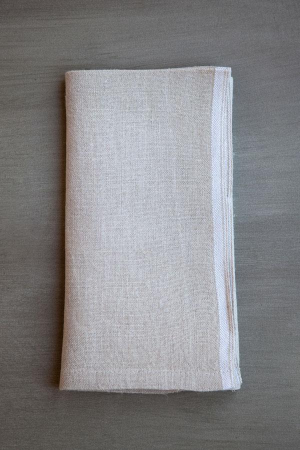 Mungo - Linen Selvedge Serviette Napkin with Colored Edge | White