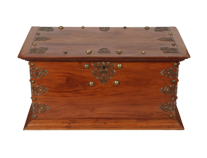 Vintage Teak Trunk with Brass Fittings