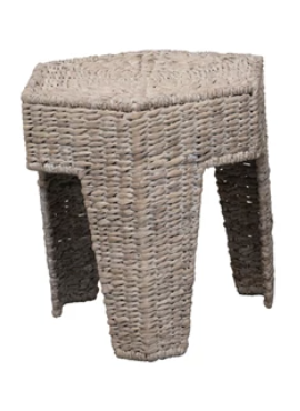 Hand-Woven Water Hyacinth and Rattan Stool / Table | S