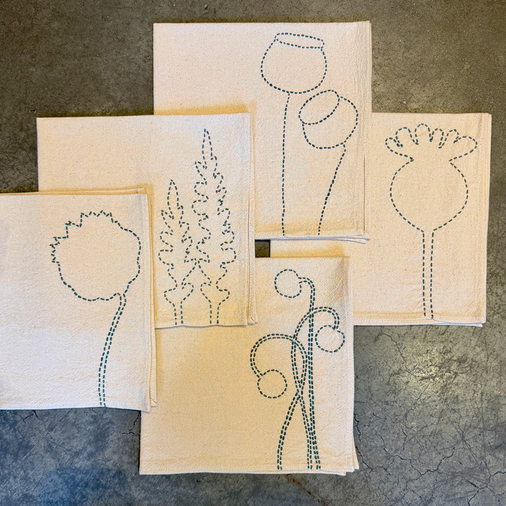 Valerie Barkowski Cotton Napkin w/ Hand-Stitched Pods, Morocco | French Blue