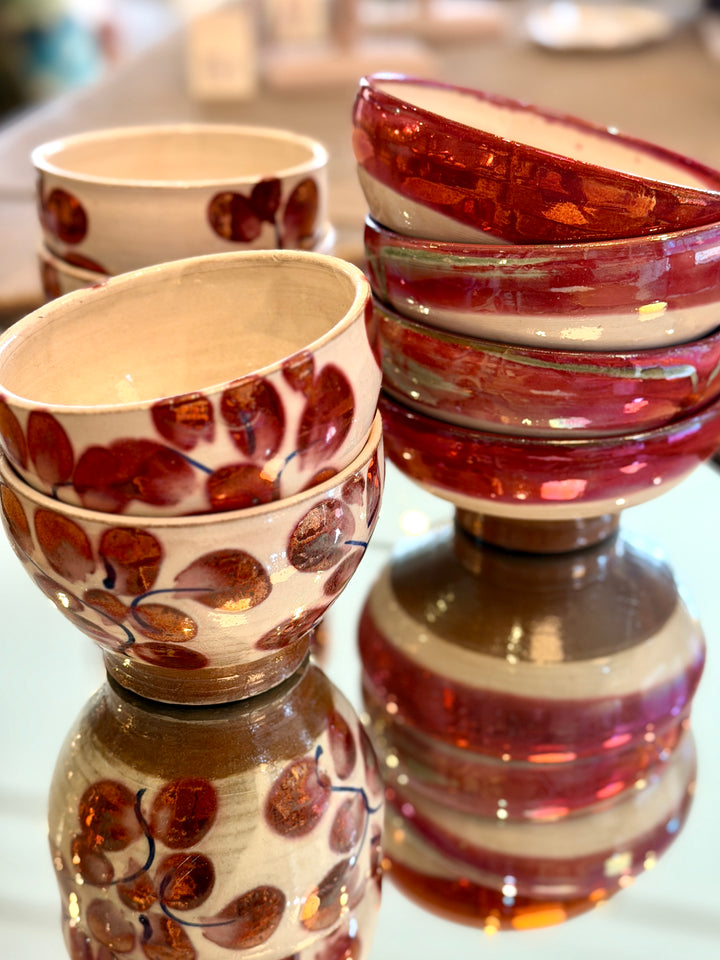 Handmade Pottery Metallic Rose Stripe Bowl, Egypt