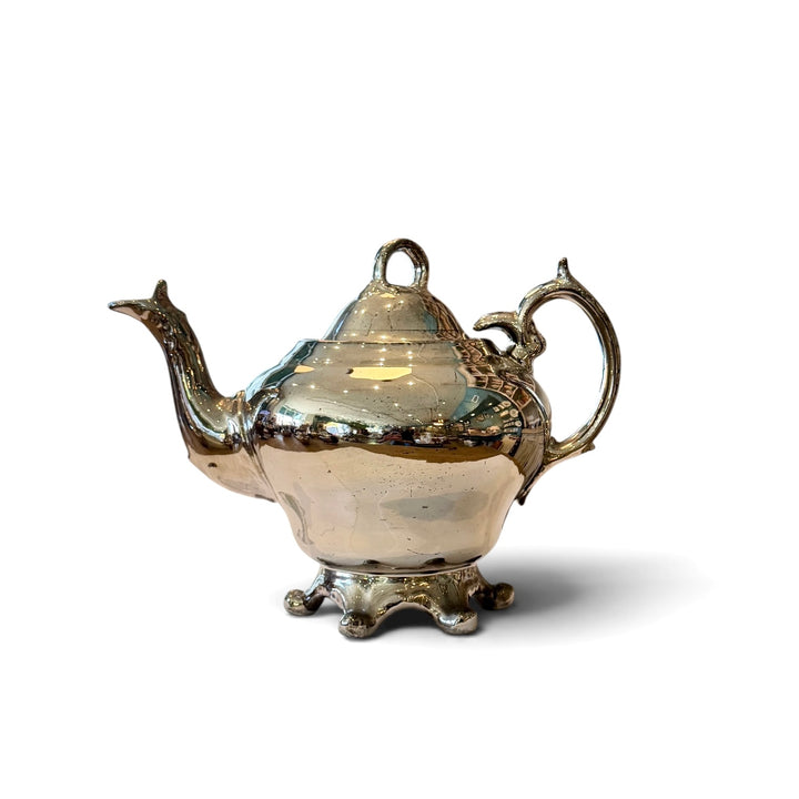 Antique English Lustreware Pottery Round Teapot