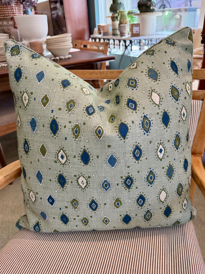 Custom 21" x 21" Pillow in Peter Dunham Oona Print on Linen w/ Self Welt