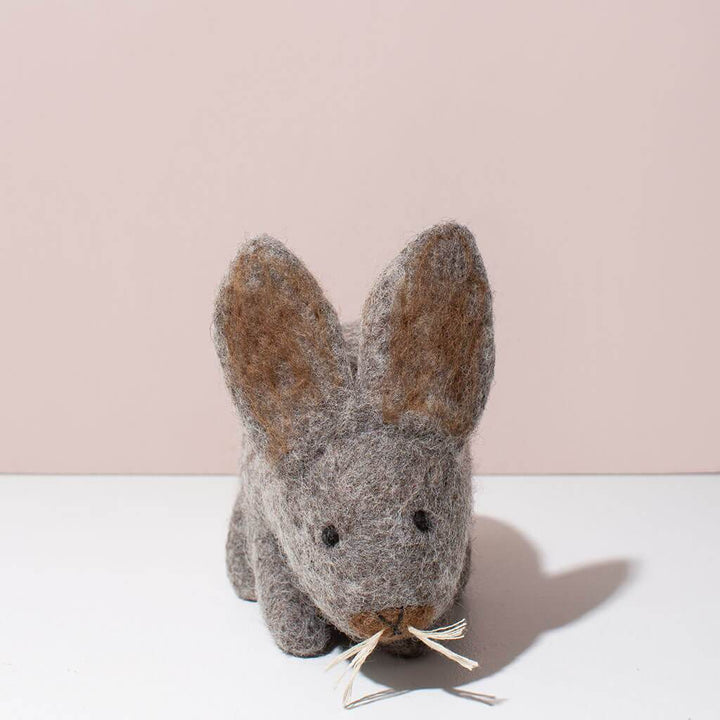 Hand Felted Grey Bunny | S