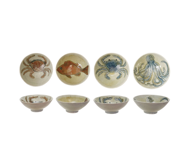 Hand-Painted Stoneware Bowl | Blue Crab