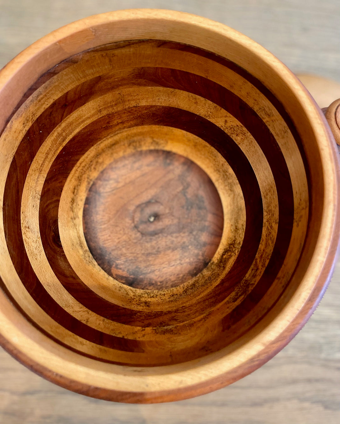 Vintage Large Hand-Turned Wood Ball Box