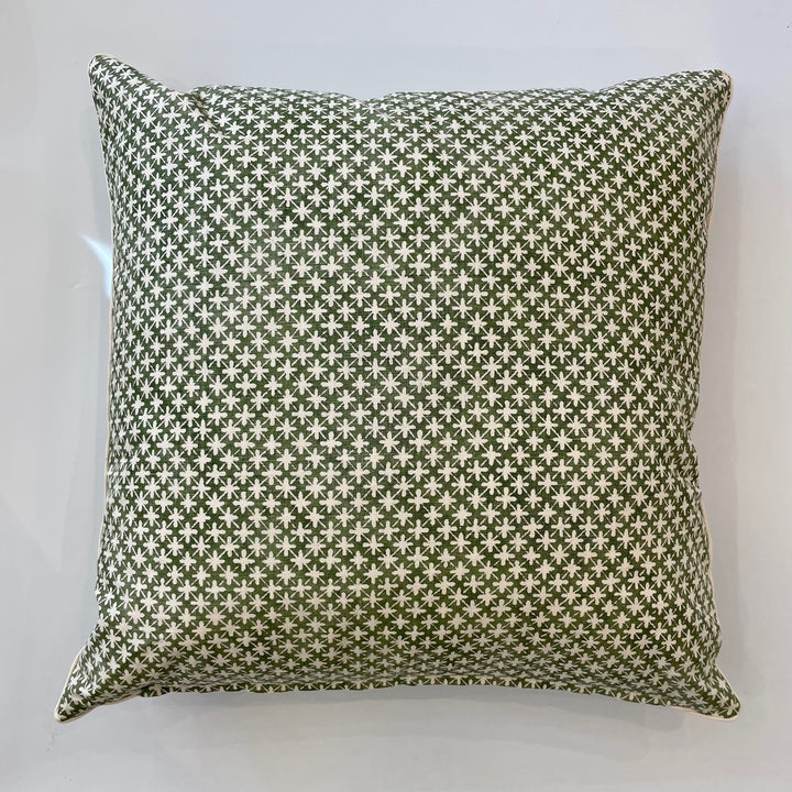 Custom 21" x 21" Hand Block Printed  Linen Pillow - Sitaron | Fern