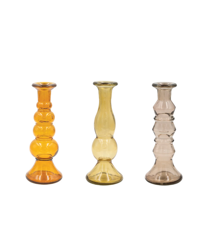Recycled Glass Taper Holder | Amber