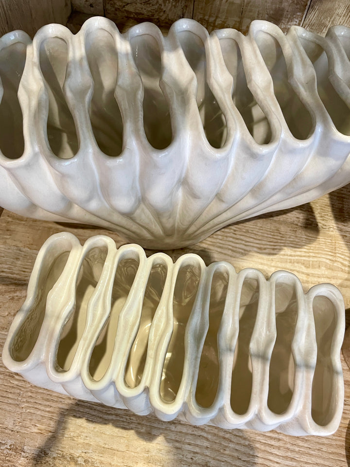 Banyan White Ceramic Sculptural Vase | M