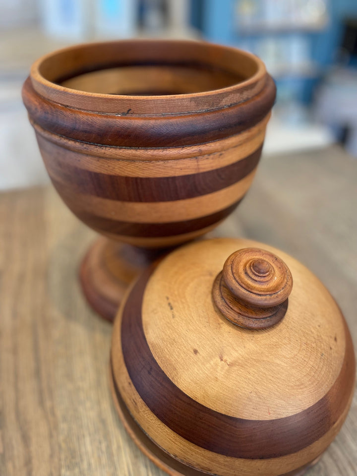 Vintage Large Hand-Turned Wood Ball Box