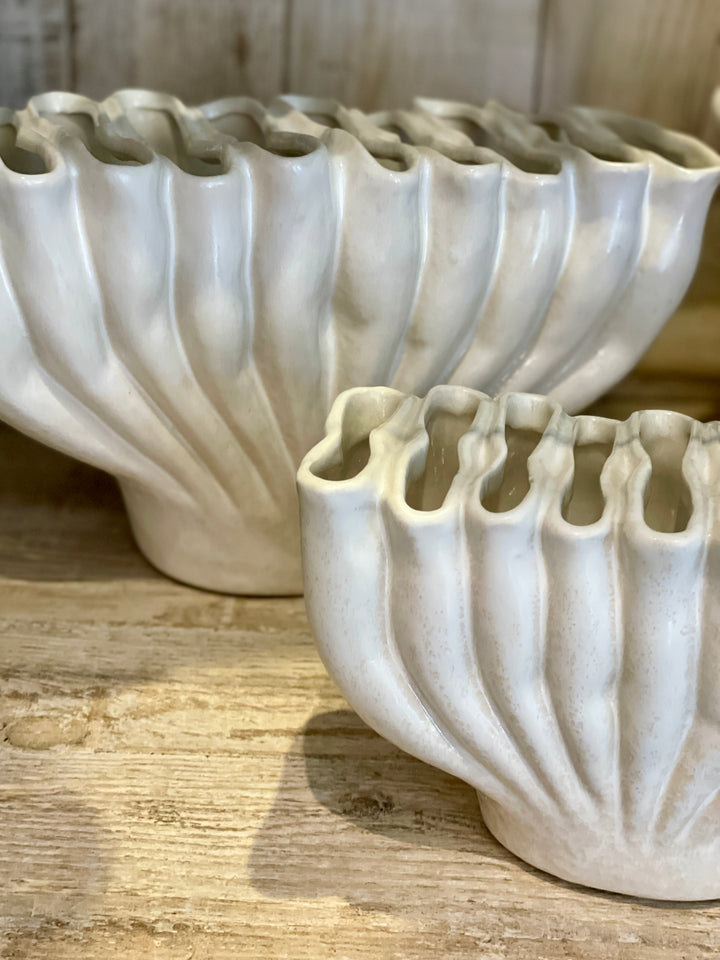 Banyan White Ceramic Sculptural Vase | M