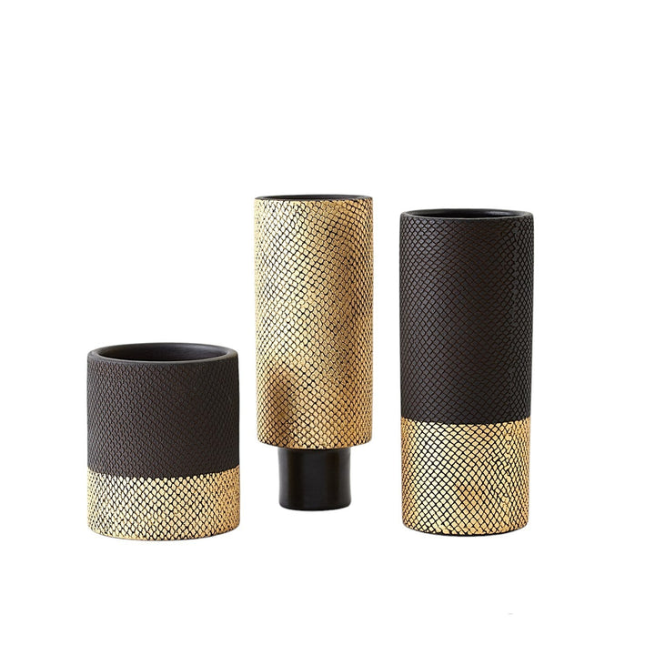 Java Vase Matte Black + Gold Metallic | B