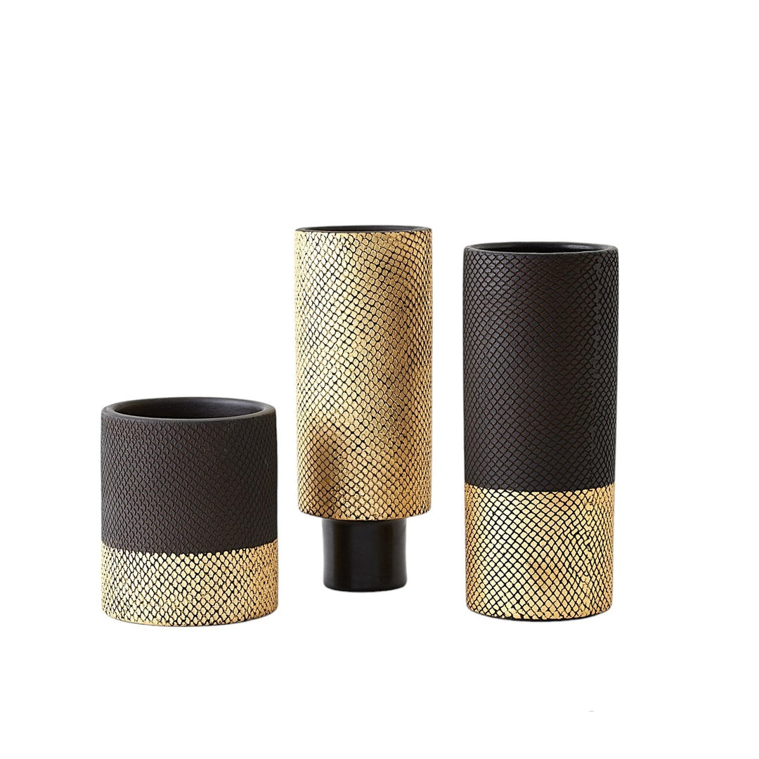 Java Vase Matte Black + Gold Metallic | A