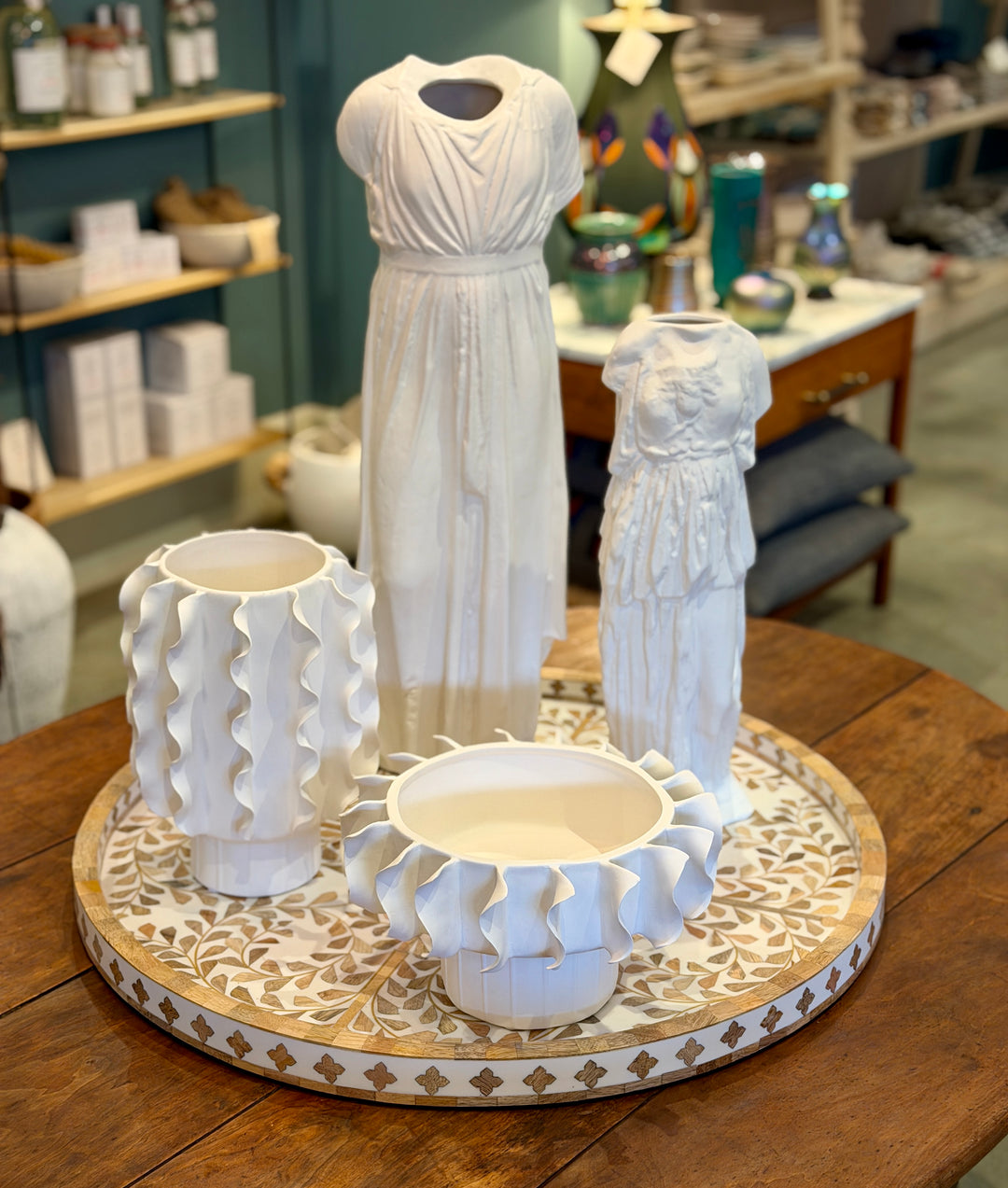 Matte White Ceramic Frilled Bowl