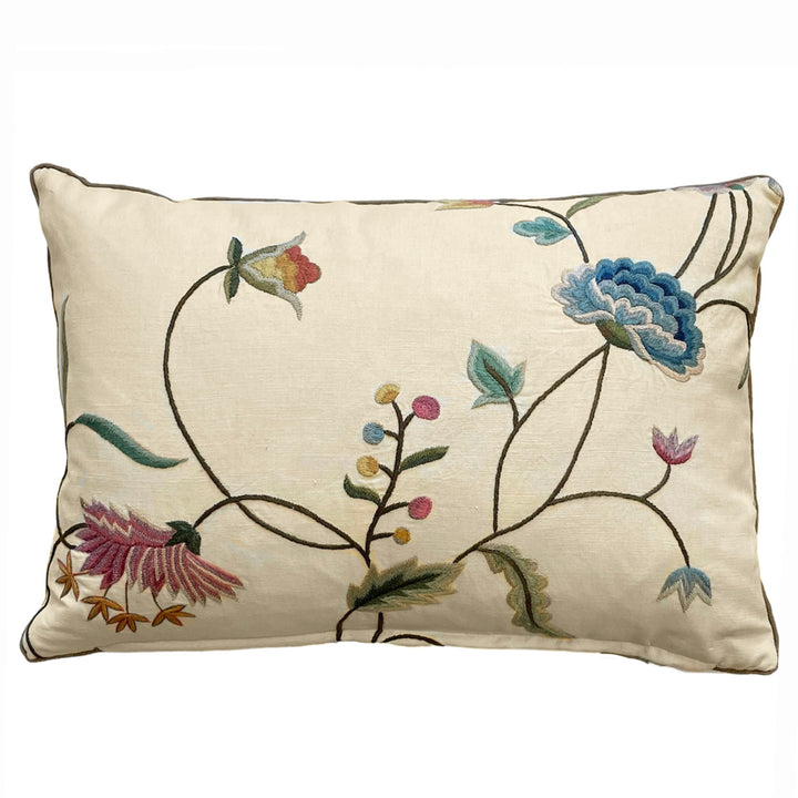 Custom 14" x 21" Pillow made from Vintage Floral Design Embroidered on Linen | A