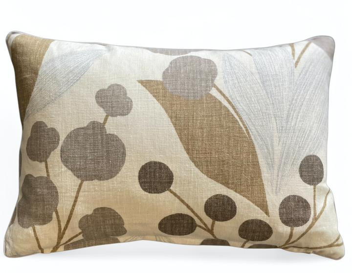 Custom 12” x 18” Pillow made from a Stylized Floral Printed on a Cotton/Linen Fabric | B