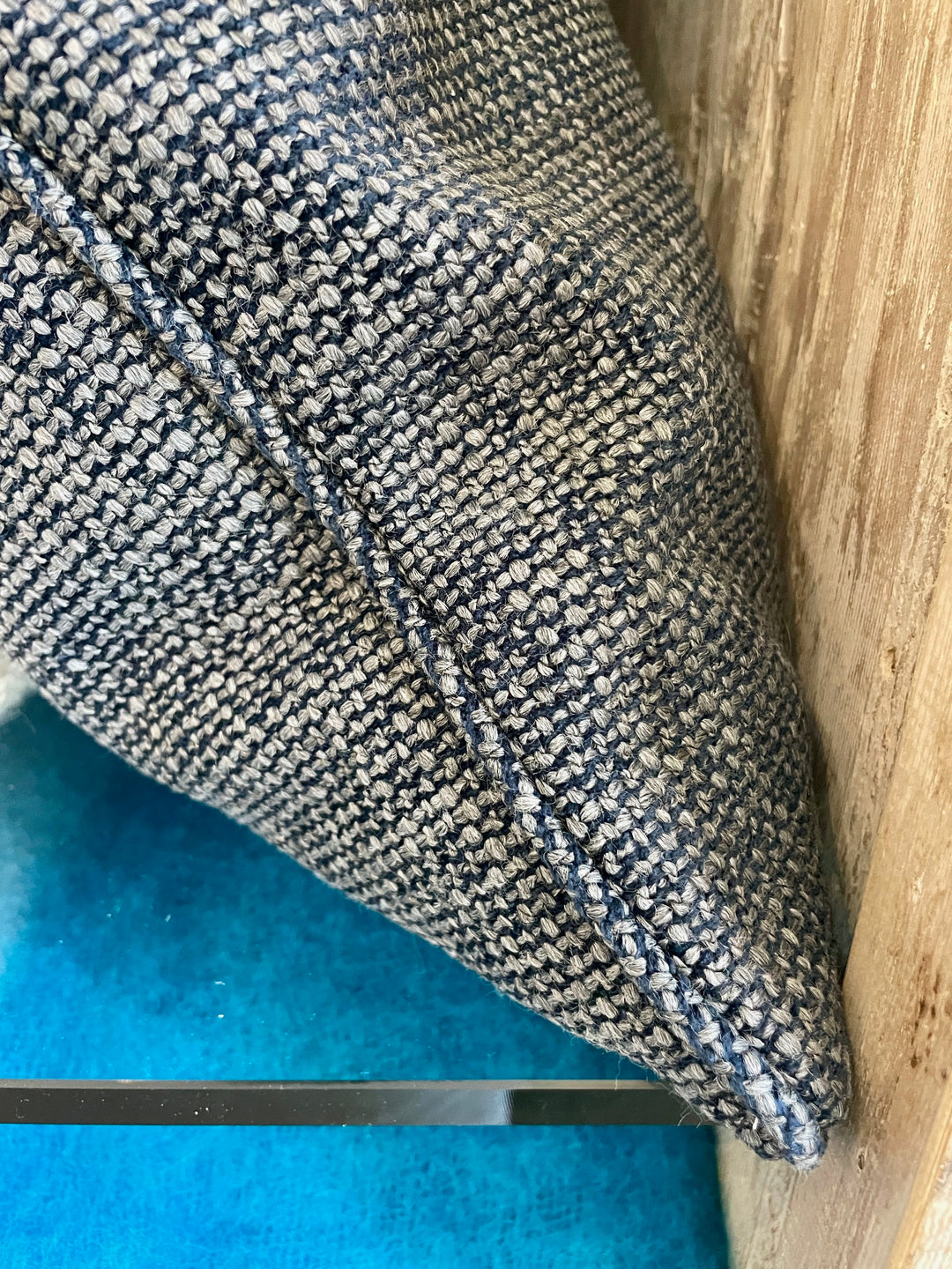 Custom 21" x 21" Pillow made from a Linen Wool Cotton Fabric, Navy