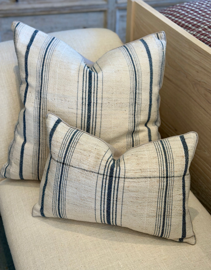 Custom 21" x 21" Pillow made from a Handspun Linen / Wool Textile, India