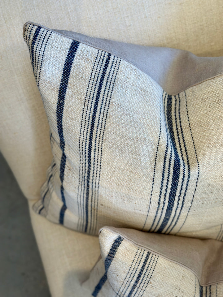 Custom 12" x 18" Pillow made from a Handspun Linen / Wool Textile, India