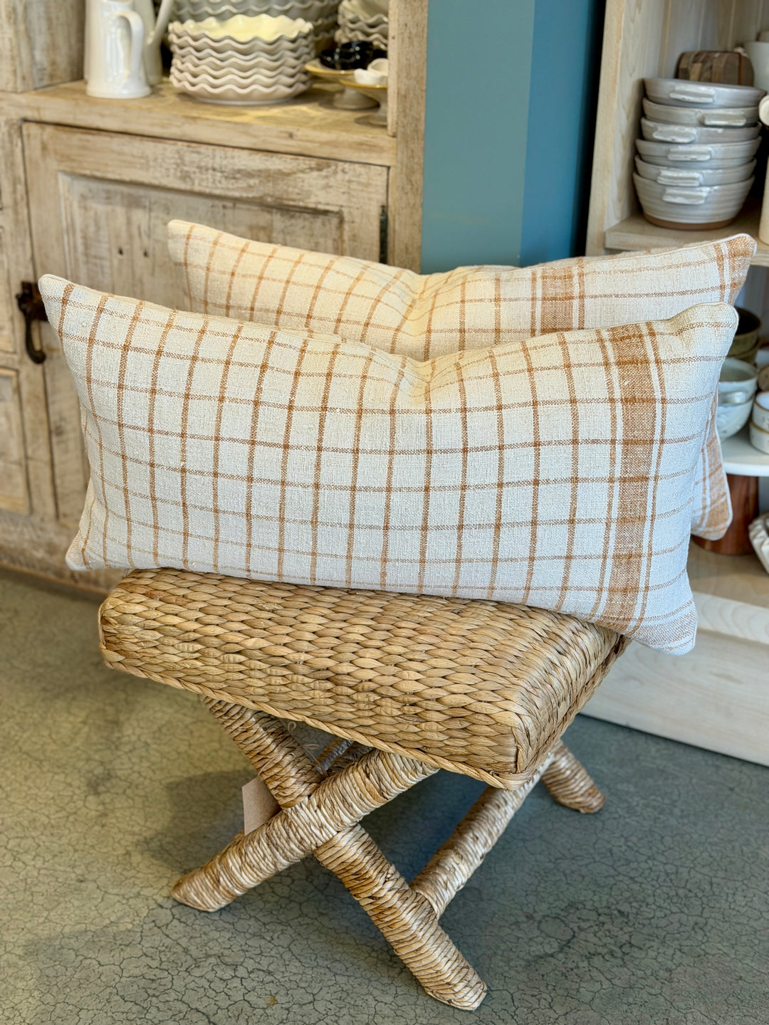 Custom 28" x 15" Pillow made from Vintage Homespun Linen, Romania | A