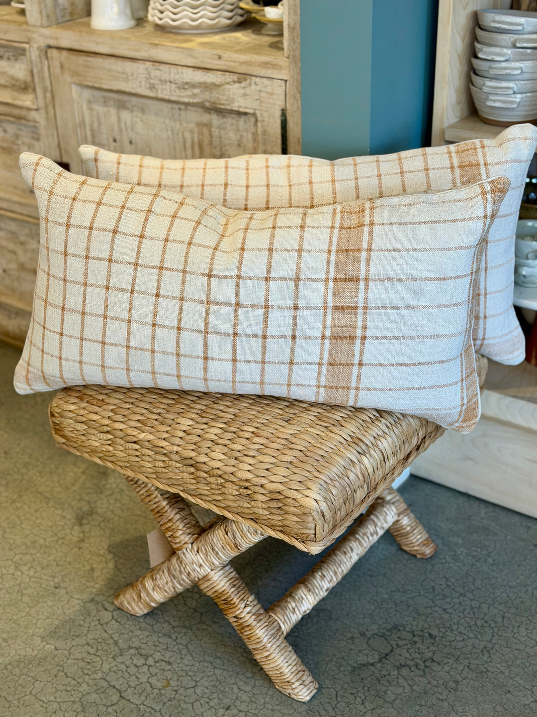 Custom 28" x 15" Pillow made from Vintage Homespun Linen, Romania | B