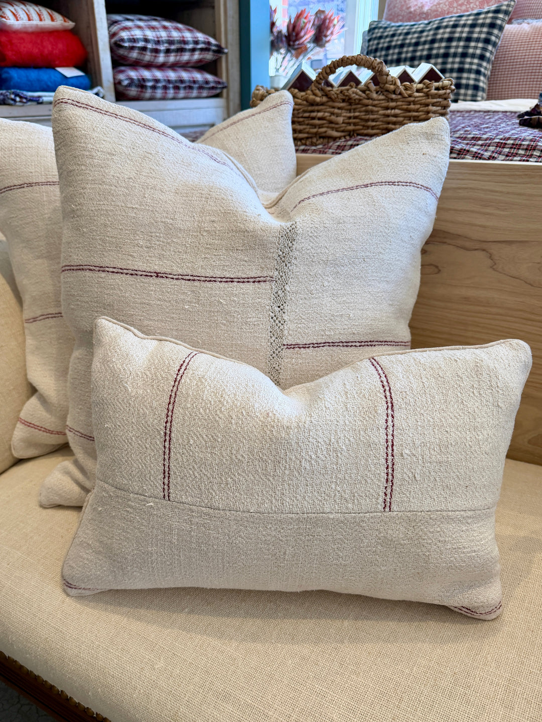 Custom 12" x 18" Pillow made from Vintage Homespun Linen, Romania