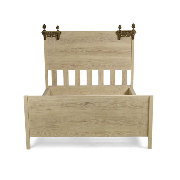 Custom White Ash Wood Bed w/ Headboard + Footboard | Queen