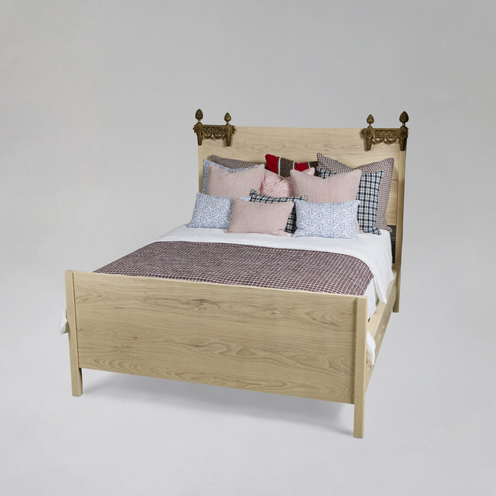 Custom White Ash Wood Bed w/ Headboard + Footboard | Queen