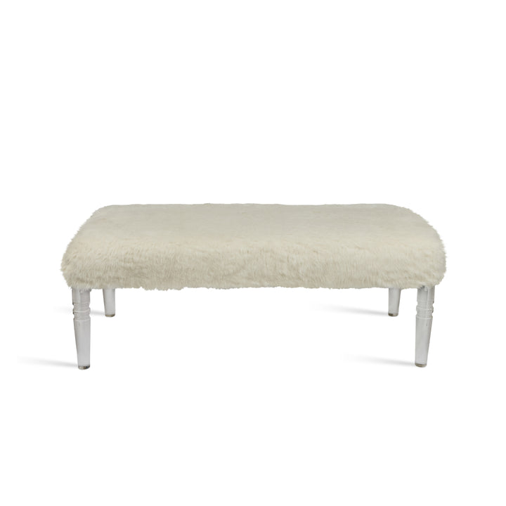 Custom Bench Newly Upholstered in a Wool / Alpaca Fabric, Italy with Lucite Legs