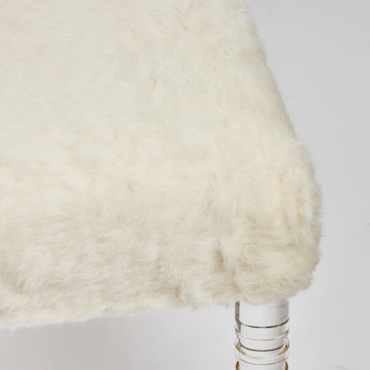 Custom Bench Newly Upholstered in a Wool / Alpaca Fabric, Italy with Lucite Legs