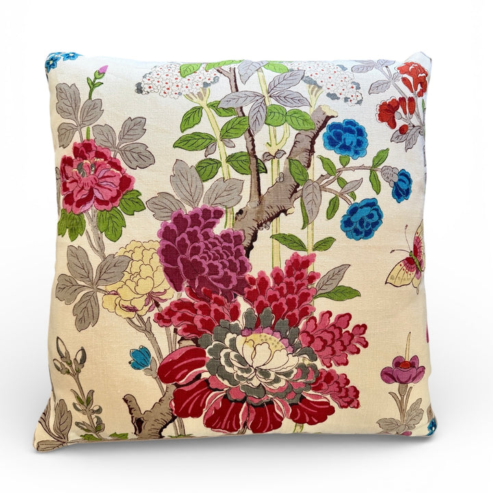 Custom 24" x 24" Pillow made from Vintage Handprinted Linen Fabric | B