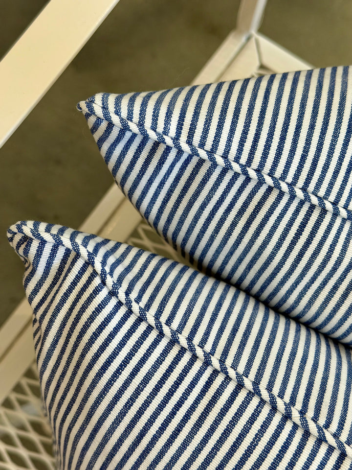 Custom 12" x 18" Pillow in a Classic Blue + White Cotton Twill
