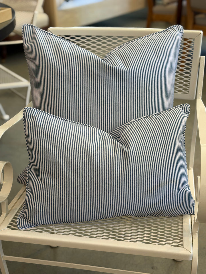 Custom 12" x 18" Pillow in a Classic Blue + White Cotton Twill