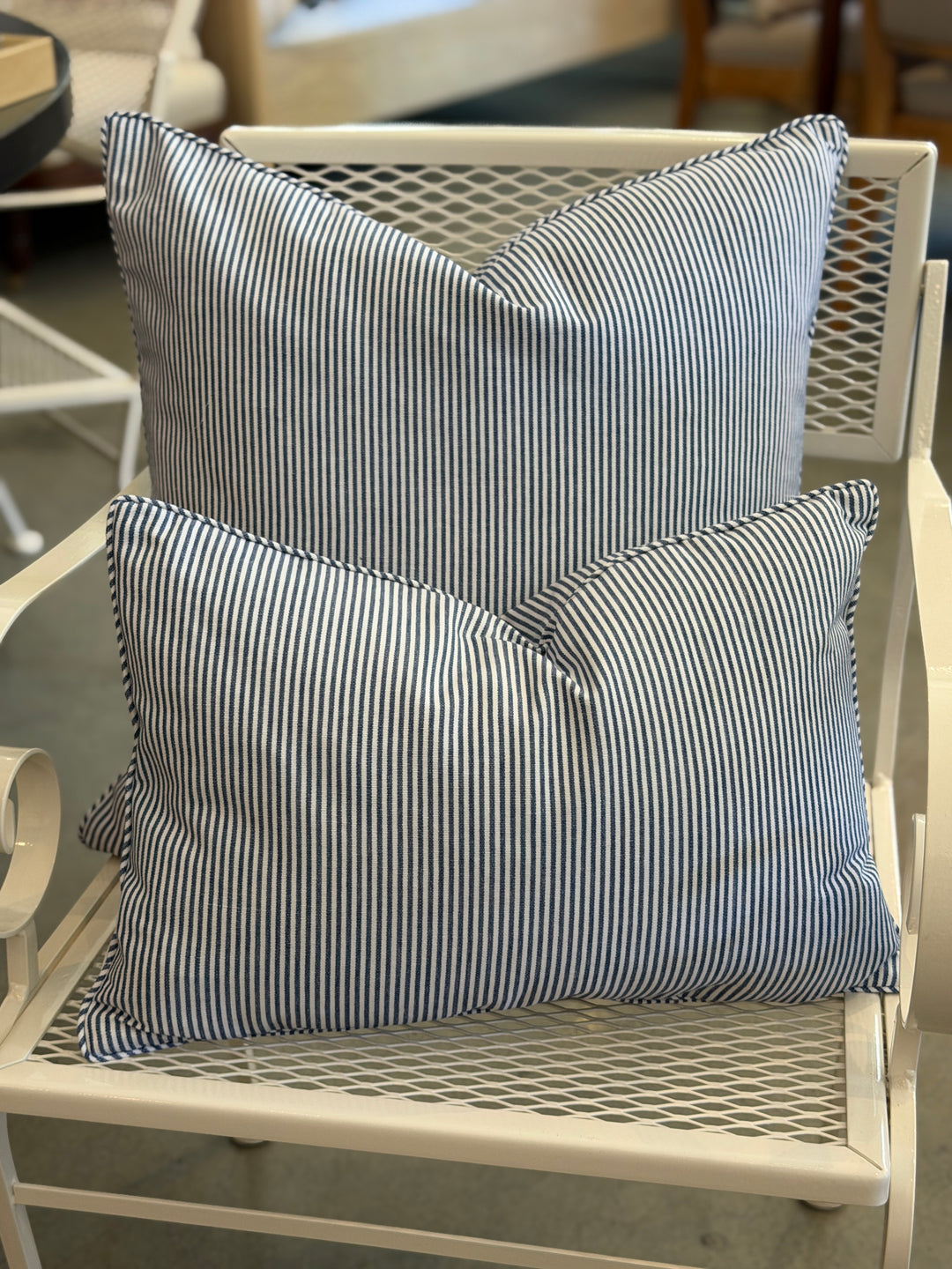 Custom 20" x 20" Pillow in a Classic Blue + White Cotton Twill