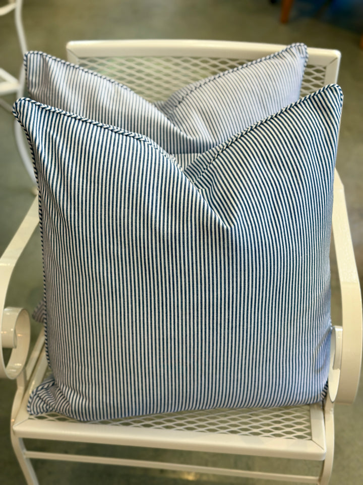 Custom 20" x 20" Pillow in a Classic Blue + White Cotton Twill