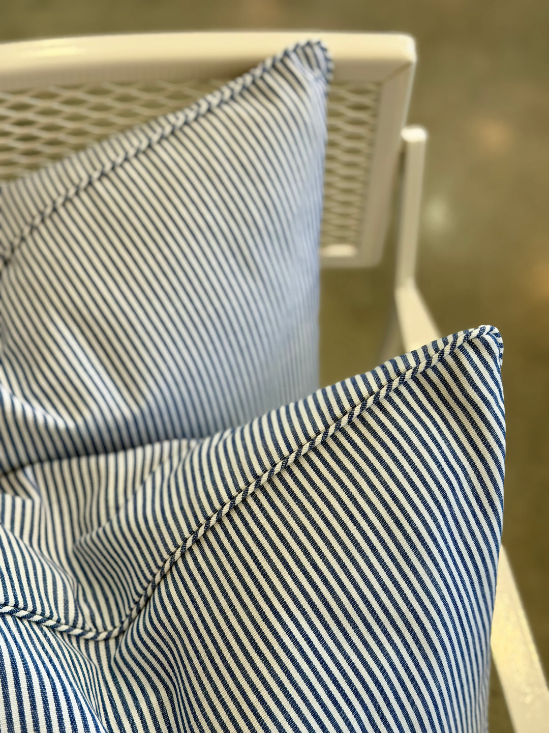 Custom 20" x 20" Pillow in a Classic Blue + White Cotton Twill