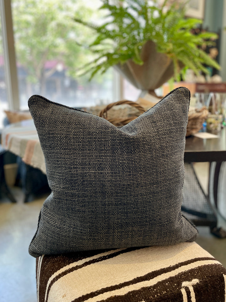 Custom 21" x 21" Pillow made from a Linen Wool Cotton Fabric, Navy