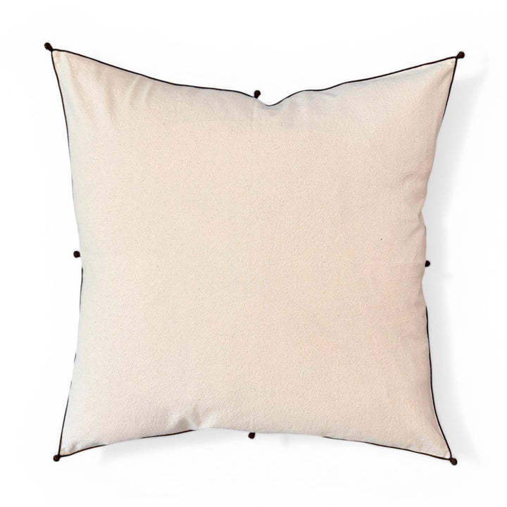 Valerie Barkowski 21" x 21" Cotton Pillow w/ Hand Knotted Accents, Morocco | Chocolate